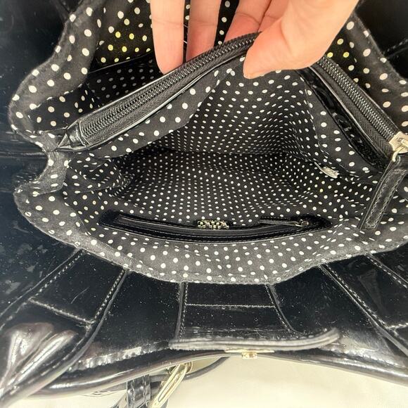 Lulu by Lulu Guinness London Print Tote Bag w/ Pouch Matching Black Yellow White - Picture 12 of 16